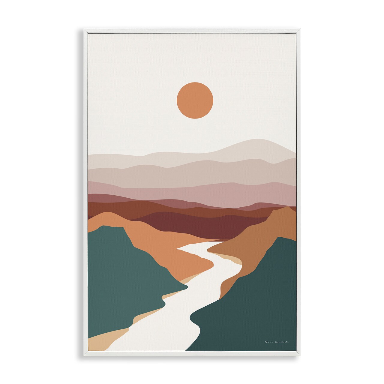 Stupell Industries Natural Mountain Valley Framed Giclee Wall Art Design by Omar Escalante